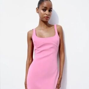 Zara viral hot pink midi dress - size Large (L)